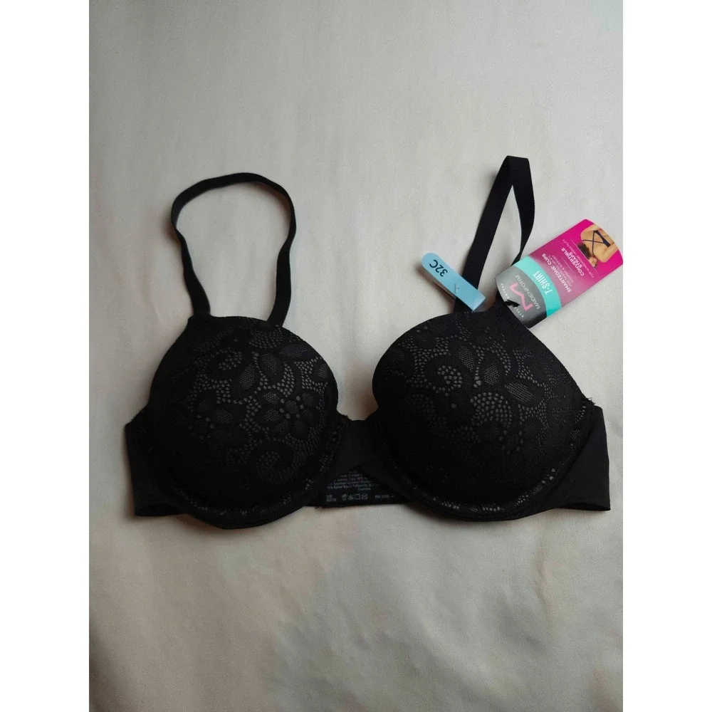 Maidenform One Fab Fit 2.0 T-Shirt Bra Women Size 32C Black Underwire FM7543 NWT